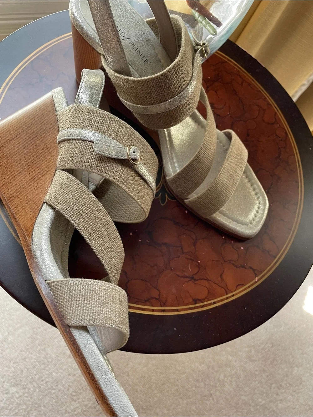 Donald J. Pliner Taupe Strappy Slingback Sandals